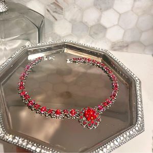 Antique Rhinestone Choker Necklace Filigree • Juliana Style Piece •
